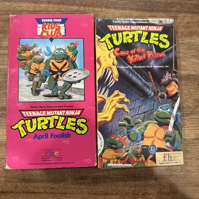 Tmnt Burger King Kids Club & Case Of The Killer Pizzas VHS 1990 - April Foolish - Image 1 of 4