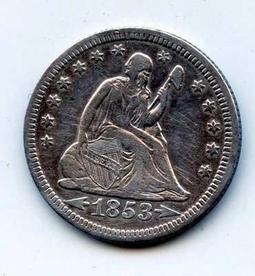 1853-p SEATED LIBERTY QUARTER - SCARCE !! - Image 1 of 2
