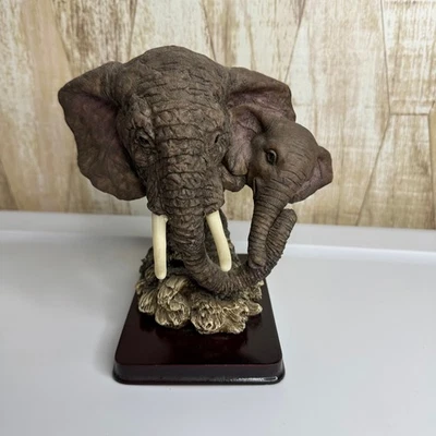 Vintage Mother Baby Elephant Figurine Resin Bust Base Decor Sculpture - Image 1 of 4