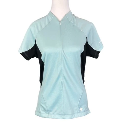 Camiseta deportiva de ciclismo especializada talla grande azul negro bolsillos traseros 1/2 cremallera Foto 1 de 4