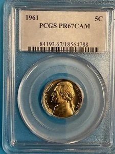 1961 5c Jefferson Nickel PCGS PR67 CAM - Picture 1 of 2