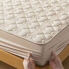 Quilted Mattress Cover Raw Cotton Anti-Bacterial Bed Pad Protector Fitted Sheet
