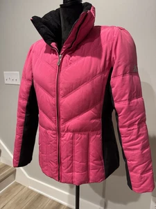 Women's Down Coat Jacket Zero X Posur Evolution Hot Pink & Blk Sz L~ Warm Cozy - Picture 1 of 16