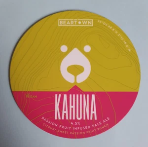 BEARTOWN Cervecería KAHUNA Real Ale Cerveza Bomba Clip Insignia Delantero Oso de Cheshire - Imagen 1 de 1