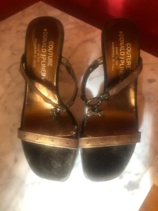 NEW Donald Pliner Couture High Heel Shoes Sandals Italy Metallic Bronze Designer - Picture 1 of 24