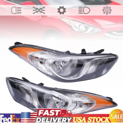 Pair Headlamps For 2011-2013 Hyundai Elantra Sedan Factory Halogen Headlights Foto 1 de 4