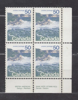 1972-77 #598a 50¢ SEASHORE LANDSCAPE TYPE II OP2 LOWER RIGHT PLATE BLOCK #2 F-VF - Image 1 of 2