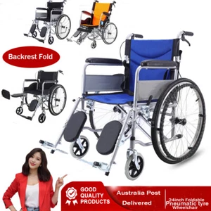 24" Foldable Wheelchair Elderly and Disabled Self Propelled Soft Mobility Aid - Picture 1 of 14