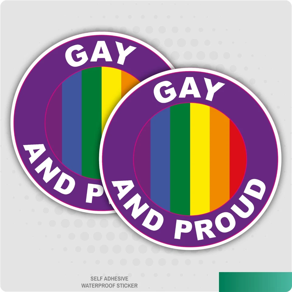 2 x Gay and Proud Stickers - Rainbow Pride Flag Car Van Vinyl Self Adhesive