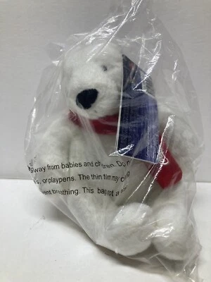 Coca Cola Collectible Polar Bear Plush White with Red Scarf NWT 7” 2007 - Image 1 of 4