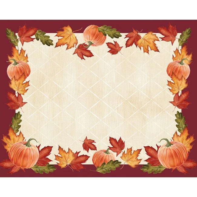 Pumpkins and Leaves Border Paper Placemats 12 Pack Fall Halloween Thanksgiving - Image 1 of 1
