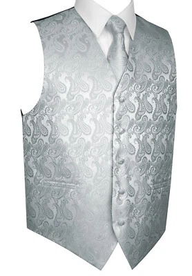 Men's Paisley Formal Tuxedo Vest Tie & Hankie set Wedding Prom Cruise Homecoming - Image 1 of 2