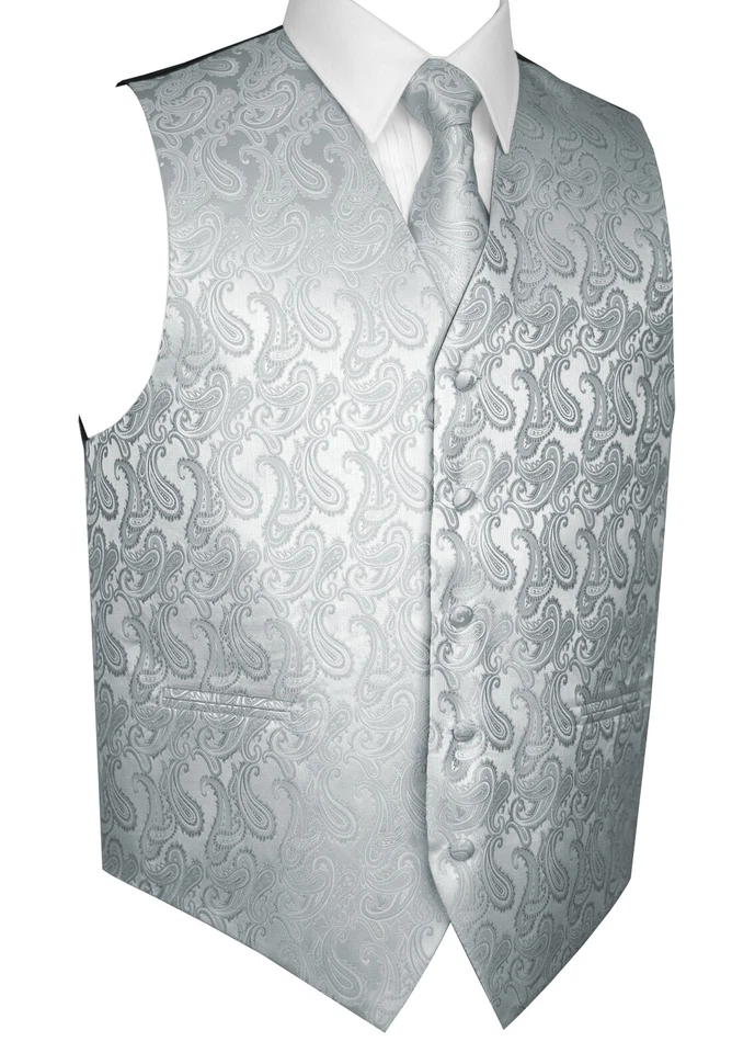 Men's Paisley Formal Tuxedo Vest Tie & Hankie set Wedding Prom Cruise Homecoming - Image 1 of 2