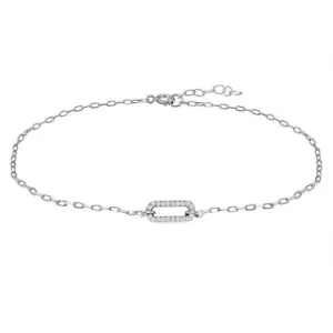 Lab-Created CVD Diamond Unique Design Engagement Chain Anklet In 10K White Gold - Picture 1 of 6