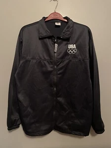 Womens XL Jacket USA United States Olympics Black Coat Zip Track (B259) - Picture 1 of 6