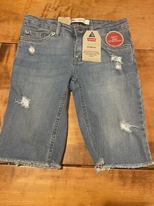 NWT Levi’s Girls Size 7 Regular Bermuda Soft & Stretchy Adjustable Jean Shorts - Picture 1 of 4