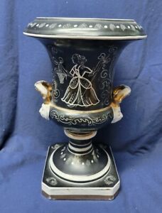 Antique Italian Sevres Style Black Medici Vase/Urn Marked H.B.S. 1754 Italy