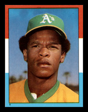 1982 Topps Stickers Rickey Henderson HOF 3rd Year Oakland Athletics #8 Mint