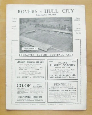 DONCASTER ROVERS v HULL CITY 1950/1951 *VG Condition Football Programme* - Image 1 of 2