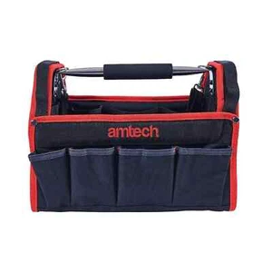 13"Amtech 19 Pocket Open Tote Tool Caddy Bag Carry Case With Heavy Duty Holdall - Picture 1 of 1