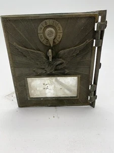 Antique USPO Box Brass Door Flying Eagle Single Combination Lock 6.250in by 5.50 - Picture 1 of 7