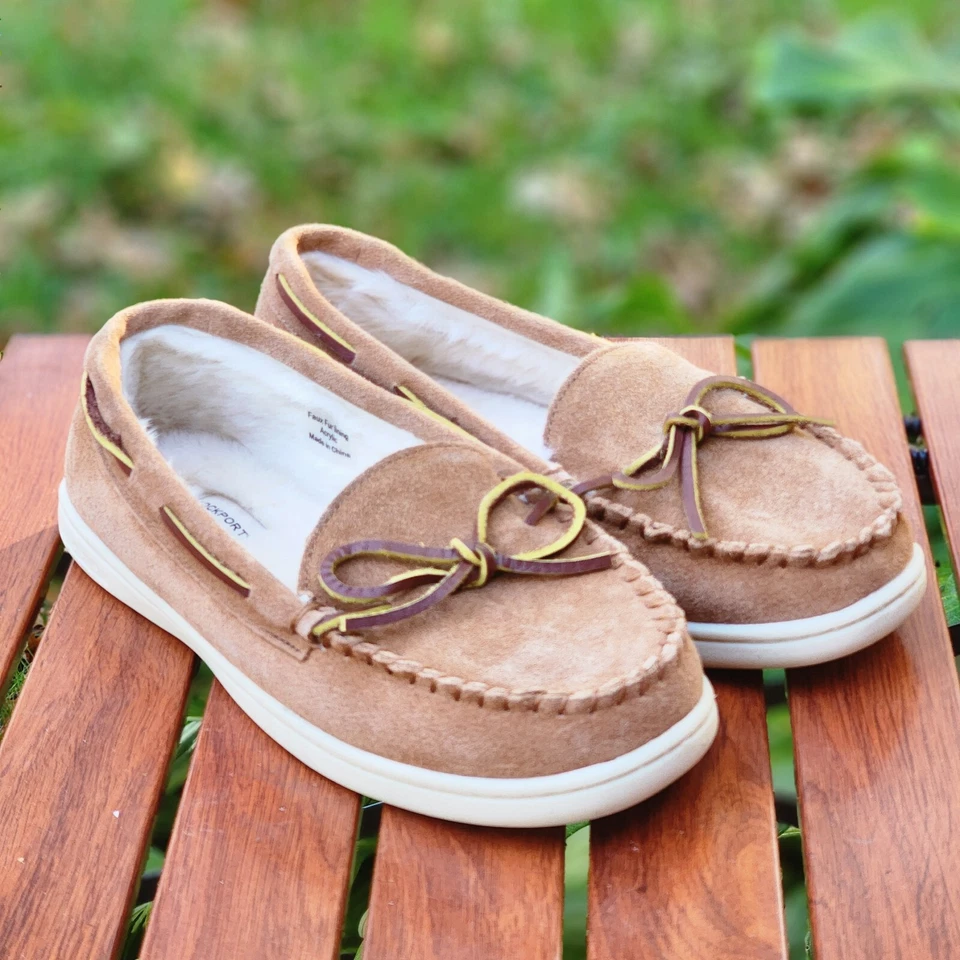 Chinelos Rockport indoor outdoor camelo cáqui marrom camurça Moc tamanho 9 M - Imagem 1 de 4