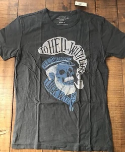 Nueva con etiquetas Camiseta Para Hombre Lucky Hemingway I'll Bring The Luck w/ Me Manga Corta Gris, S - Imagen 1 de 4