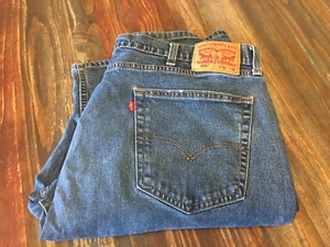 Levis 505 Jeans Mens 42X30 Blue Regular Fit Straight Leg Red Tab Denim Pants - Picture 1 of 10