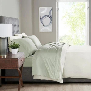 Madison Park 525 Thread Count King Sheet Set Sage Green 4 Piece Set - Picture 1 of 5