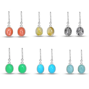 Pendientes de plata 925 crisoprasa rutilo negro dorado piedra lunar melocotón CBE904 - Imagen 1 de 7