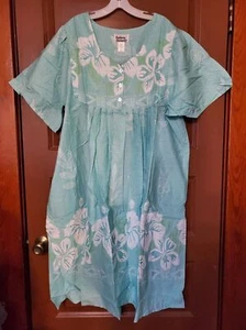 Anthony Richards Women's Dress Blue Hawaiian Floral Short Sleeve V Neck Size 2X - Picture 1 of 8