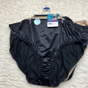 VANITY FAIR 3 PACK TAN, BLACK HI-CUT BRIEF PANTIES Womens 5X Size 12 NWT - Picture 1 of 12