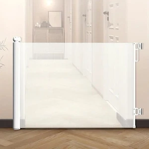 Retractable Safety Gate 140cm – Extra Wide Mesh Pet & Child Barrier for Stairs - Picture 1 of 8