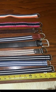 Kids Polo Ralph Lauren Belts Navy Blue Green White Stripe Sz 6 Sz 7 Set Lot 3 - Picture 1 of 5
