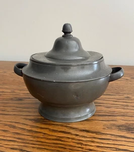 ANTIQUE PEWTER AMERICAN GEORGE RICHARDSON GLENMORE CRANSTON LIDDED SUGAR BOWL - Picture 1 of 7