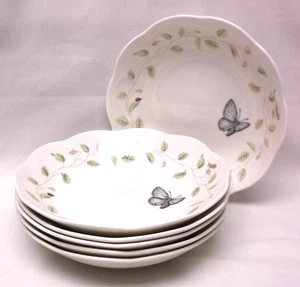 Lenox Butterfly Meadow Large Pasta Soup Bowls Group of 6 - Picture 1 of 3