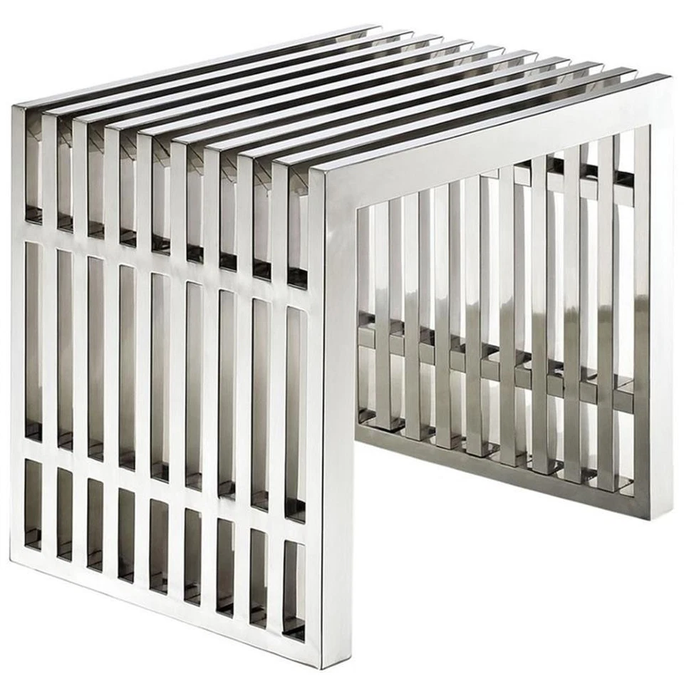 Modway Small Gridiron Stainless Steel Bench - Silver