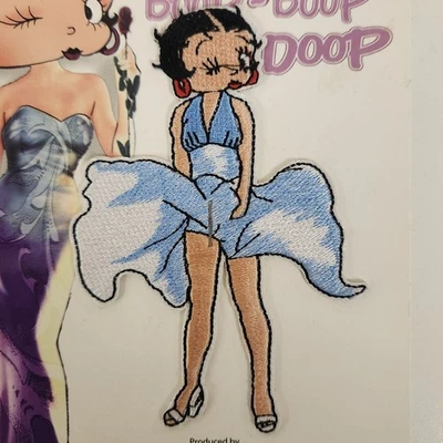 Betty Boop Patch Cute Marilyn Monroe Pose Blue Dress Retro Embroidered Iron On - Image 1 of 4
