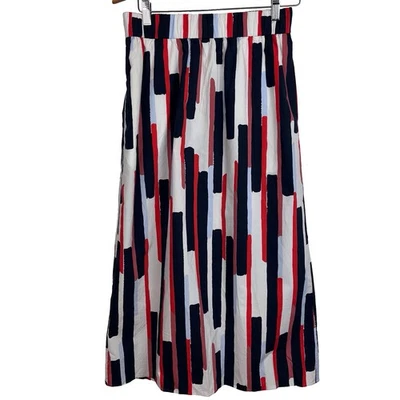 Falda midi de algodón multicolor COS cintura elástica cremallera con abertura trasera talla 6 Foto 1 de 4