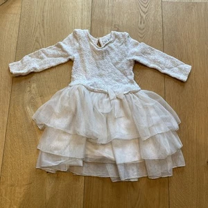 Mädchenkleid gold Glitzer langarm Tüll Größe 98 C&A Strickkleid Mädchen - Bild 1 von 4