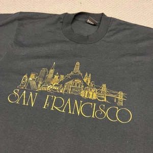 San Francisco Shirt Mens L Black Metallic Graphic Tee Screen Stars Best USA - Picture 1 of 7
