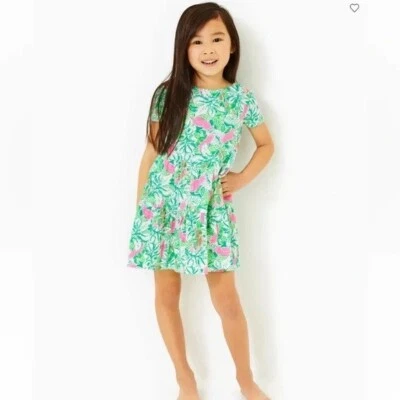 Lilly Pulitzer Girls Mini Geanna Swing Dress Botanical Green S 4-5 Years 278637 - Image 1 of 4
