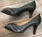 Nurture black geniune  Leather Pump Heel Open Toe Shoes 6.5 M New