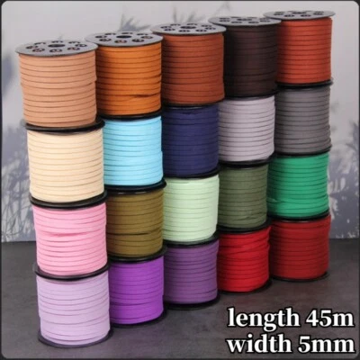 1 Roll 5mm Faux Leather Suede Cord 45M Flat Micro Fiber String Crafts Accesory - Image 1 of 4