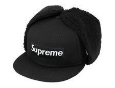 Supreme Box Logo New Era Hat Earflap Fitted Streetwear Cap Black FW21 Sz 7 1/4