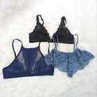 Victoria's Secret Small Bralette Blue And Black Three Pieces Bundle