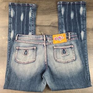 Soho Babe Jeans Juniors Size 15 Mid Rise Bootcut Floral Design Stretch Denim