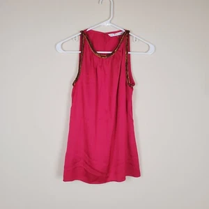 Top de seda Trina Turk rosa intenso con cuentas talla P (pequeño) - Imagen 1 de 7