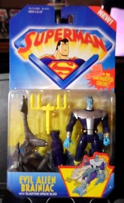 Figura de acción Superman's Evil Alien Brainiac 5" con trineo espacial duradero-1996-nueva Foto 1 de 2