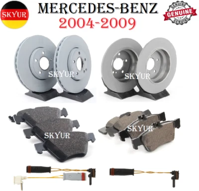 Front & Rear Rotors & Brake Pad Sets W/ Sensors For 04-09 Mercedes-Benz GENUINE - Image 1 of 4
